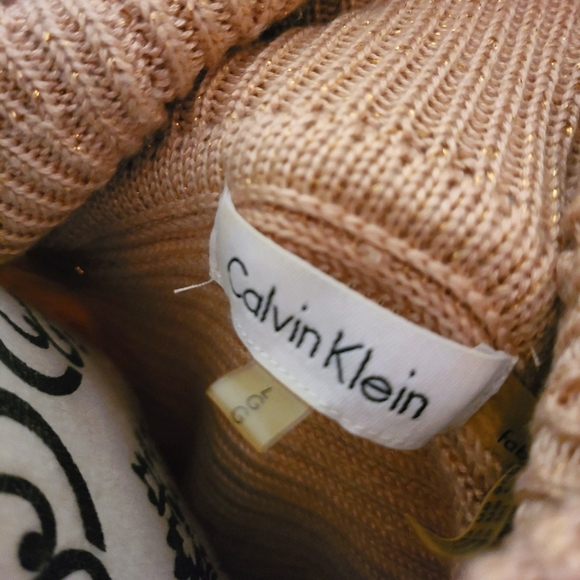Calvin Klein Cowl Neck Pink Metallic Sweater Women's size Large - Picture 3 of 4
